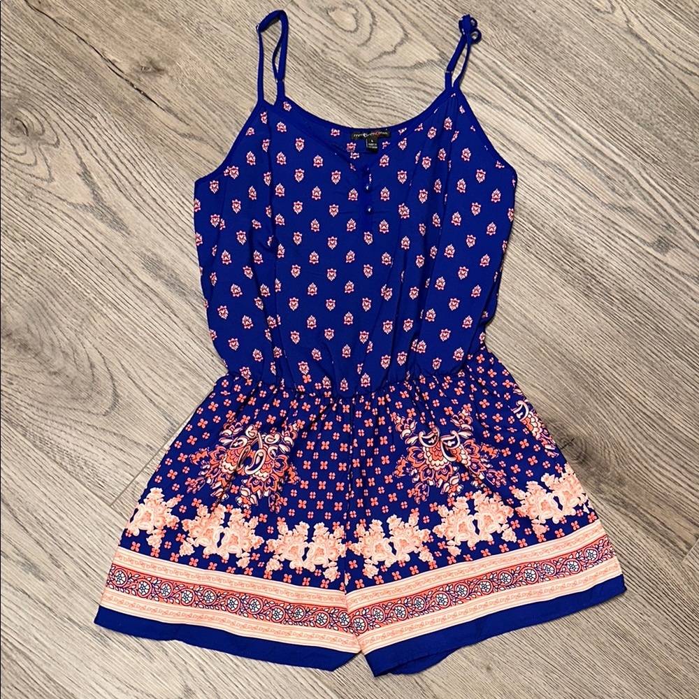 Blue and Pink Patterned Romper